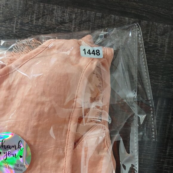 Cato Womens Sleeveless Lace Trim Tank Top L Peach Blush Romantic Boho‎ Textured - Picture 9 of 9